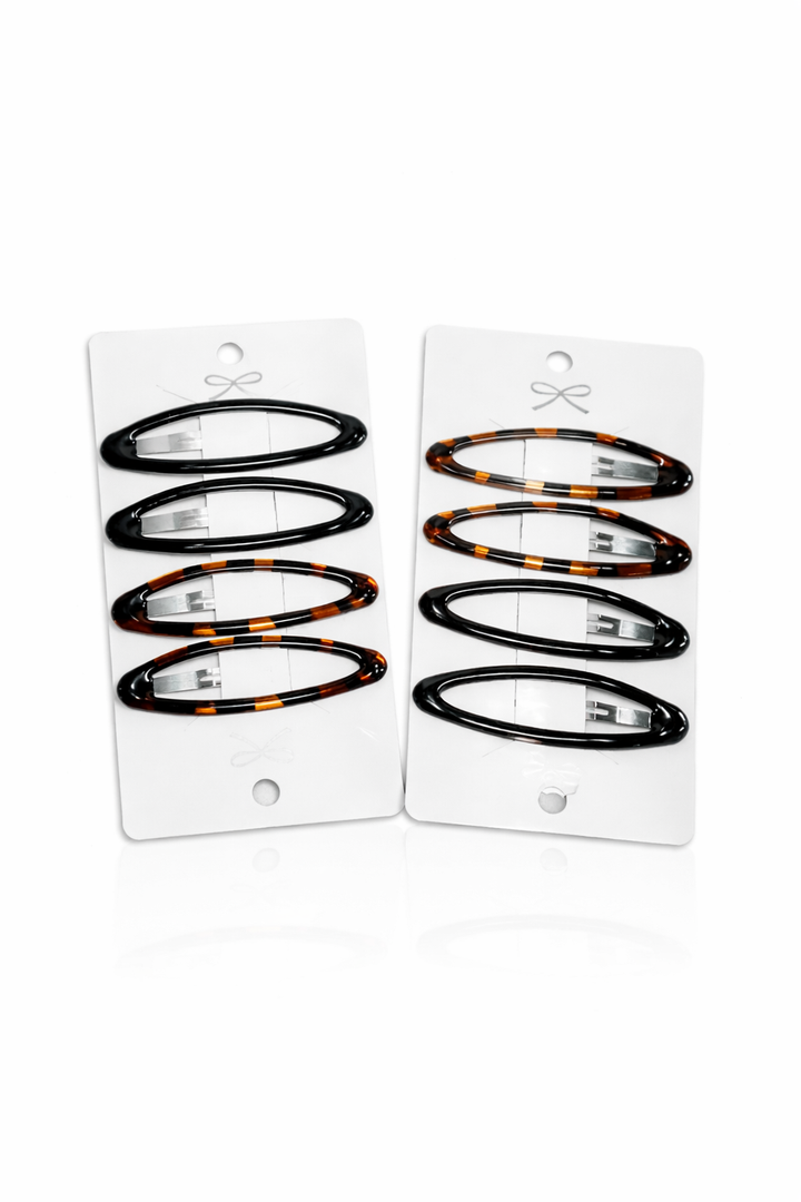 Waydress 8 Pcs Hair Clip Barrettes for Women Oval Snap Tortoise Metal Snap Clips Thin Hair Grips Ellipse Clips Non Slip Barrettes Accessories, 2.8 In(Fresh Style)