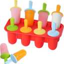 Miaowoof Silicone Popsicles Molds for Toddlers, 8-Cavity Non-BPA Premium Silicone Small Popsicle Molds, Ice Pop Mold with 8 Colorful Reusable Sticks for Kids (Red)