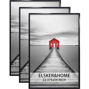 ELSKER&HOME 22.375 x 34 Poster Frame 3 Pack, Black Picture Frame for Horizontal or Vertical Wall Mounting, Sturdy and Scratch-proof