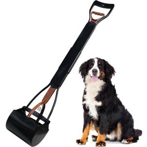 ienjoyed Pooper Scooper, Large Pooper Scooper for Dogs Heavy Duty, Dog Pooper Scooper with Long Handle & High Strength Durable Spring, Foldable Dog Poop Pick Up (32-inch) (Brown(Bottom Seamless))