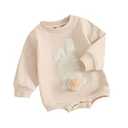 2 x MOBJVIY Toddler Baby Girl Clothes Cute Bunny Embroidery Long Sleeve Sweatshirt Romper Newborn Girl Boy Easter Outfit (Khaki, 12-18 Months)