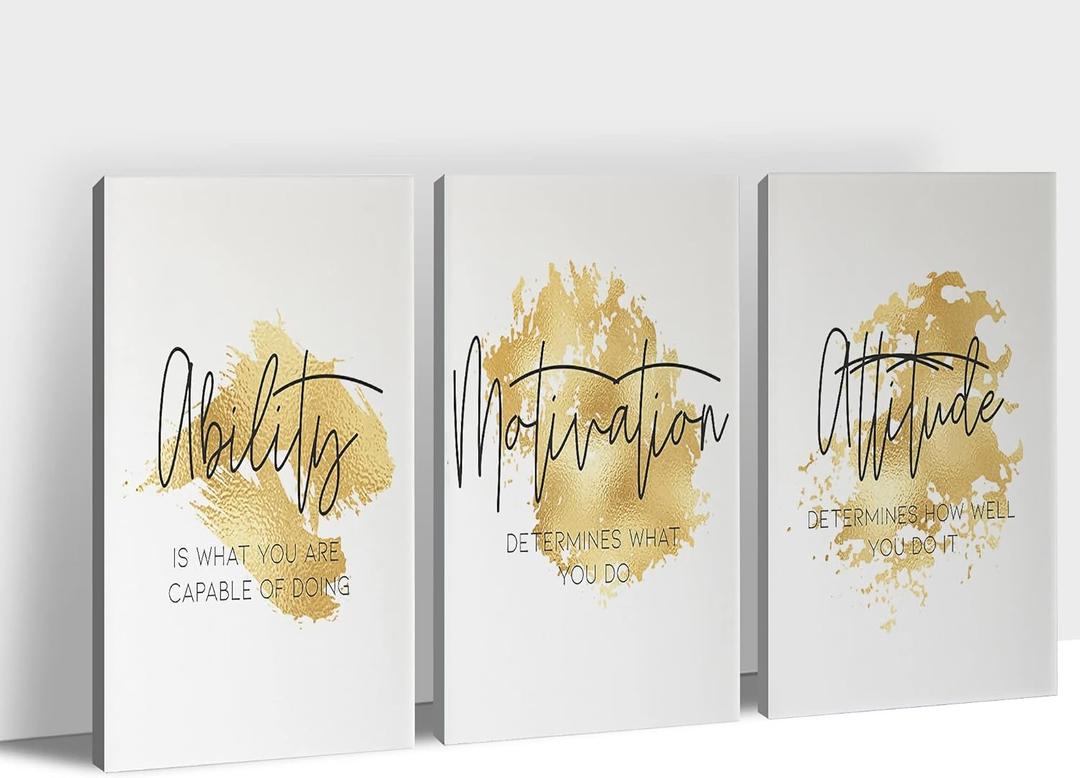 Office Wall Art-3 Panel Motivational Wall Art, Inspirational Quotes Canvas Art for Home Office Wall Decor,Positive Quote Wall Decor, Entrepreneur Words Poster Frame for Company Wall Decor 12x18x3Pcs (36"Wx18"H, Inspiration Artwork-19)