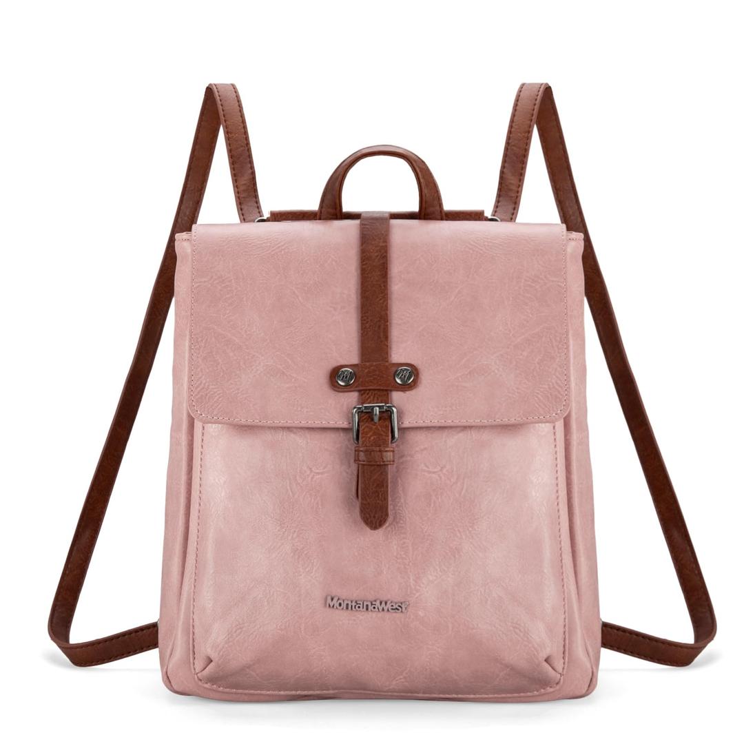 Montana West Backpack Pink Purse for Women Casual Daypack Convertible Crossbody Backpack for Travel Work Pink