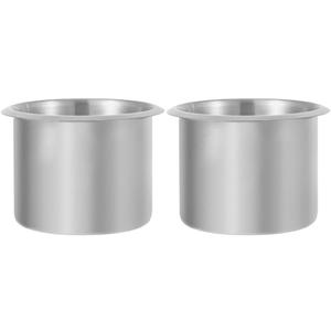 2 x 4pcs Single Stainless Steel Cup Holder, Silver Drop-in Anti-Spill Storage Solution or Replacement Item (8.00X8.00X5.60CM)
