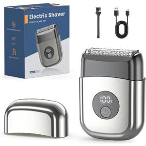Electric Razor for Men, Foil Shavers Beard Trimmer for Men, Mini Face Shaver for Men, Cordless Travel Body Hair Shaver for Facial, Neck (Grey)