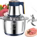 Electric Food Chopper, Food Processors, Meat Grinder, 800W, 18/10 Stainless Steel, 3L Capacity, Vegetable Chopper, 5-key Buttons, Quadruple-Layer 4 Blades, Suitable For Food processing and Chopping