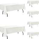Vinyl Tablecloth with Flannel Backing-6 Pack Ivory 60x120 Inch Outdoor Waterproof Plastic Table Cloth-Wipeable Heavy Duty Oilcloth Rectangle 8 Foot Protector for Picnic Party Camping Dining