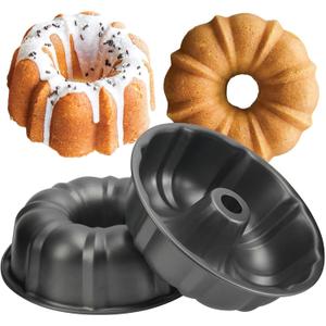 OAMCEG 9.5 Inches Bundt Cake Pan Nonstick- 2 Pack Bundt Pan for baking, 12 Cups Buntz Pound Cake Pan Heavy Duty Carbon Steel,Cake Mold for Buntelet, Brownie (Grey) (Black) OAMCEG 9.5 Inches Bundt Cake Pan Nonstick- 2 Pack Bundt Pan for baking, 12 Cups Buntz Pound Cake Pan Heavy Duty Carbon Steel,Cake Mold for Buntelet, Brownie (Grey) (Black)