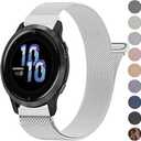 18mm Metal Bands for Garmin Venu 3S / Venu 4 41mm / Venu 2S / Vivoactive 4S / Vivomove 3S / Forerunner 265s Watch Bands, Quick Release Stainless Steel Metal Replacement Wristband Strap for Garmin Forerunner 255s/265s Bands Women Men, Silver