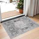 RUUGME Washable 2x3 Area Rug - Entryway Vintage Rustic Style Area Rugs Non Slip Stain Resistant Carpet for Living Room Bedroom Dining Room Kitchen Distressed Floor Mat (2'x3', Grey)