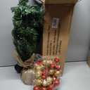 HOYECHI 24" Mini Christmas Tree - Small Tabletop Artificial Xmas Tree with Lights, Star Treetop, Ornaments Balls, DIY Decorations - Green & Gold