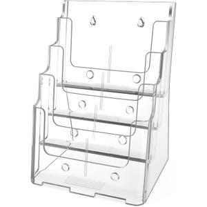MaxGear Acrylic Brochure Holder 8.5 x 11 inch, 4 Tier Clear Literature Organizer Magazine Stand Display with Removable Divider for 4 x 9 inch Brochures, Pamphlet, Wall Mount or Countertop, 1 Pack