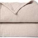 Lulu moon Muslin Quilt Blanket, Crib Blanket for Baby and Toddler,47x47 Inches(Ivory)