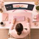 34 Inch Pink Ultrawide Curved Gaming Monitor 165Hz, 3440x1440 WQHD