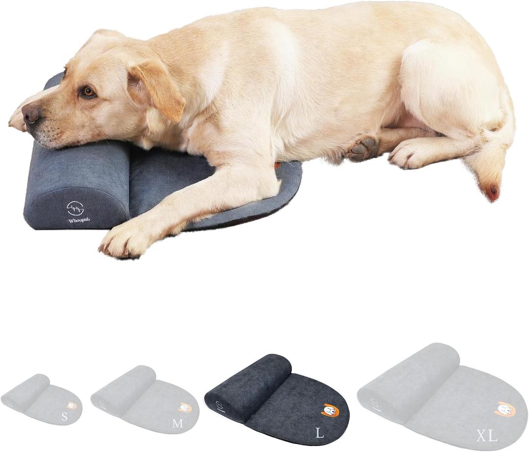 Dog Bolster Pillow for Large Dogs, Benefit for Cervical Vertebra and Neck, Easy to Carry When Traveling, with High Resilience Foam, Machine Washable CoverEasy to Clean (Dark Gray, Large)