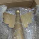 Moxweyeni Angel Christmas Tree Topper 10 Inch Gold Metal 3D Small Angel Tree Topper Rustic Xmas Decorative Holiday Ornament for Christmas Treetop Home Office Table Decor