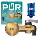 PUR Plus Faucet Mount Water Filtration System with Lead Reducing Mineral Core Faucet Filter, Water Filter that Attaches to Kitchen Sink, Horizontal, Brass, PFM410F