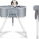 Little Dipper Dog Bath Tub and Wash Station for Bathing Shower and Grooming, Elevated Foldable and Portable, Indoor and Outdoor, for Small and Medium Size Dogs, Cats and Other Pet (Gray)