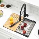 23 Inch Black Undermount Kitchen Sink - SZBAQTM 23x18 Inch Stainless Steel Undermount Sink Workstation Single Bowl 10'' Deep Handmade Kitchen sink with Cutting Board& Strainer, 23"X18"X10"