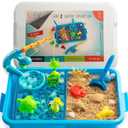 KipiPol Sensory Toys for Toddlers 3-4, 5-7 Sensory Bin W 3000 Water Beads, 1.5 LB Play Sand, 10 Sand Toys, 6 Sea Animal Toys, Dino Eggs - Fine Motor Skills Toys and Sensory Activities for Kids Ages 3