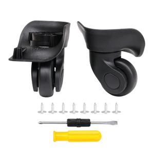 1 Pair of Suitcase Replacement Wheel PVC and Metal 360 Rotating Suitcase Caster Black (W041)