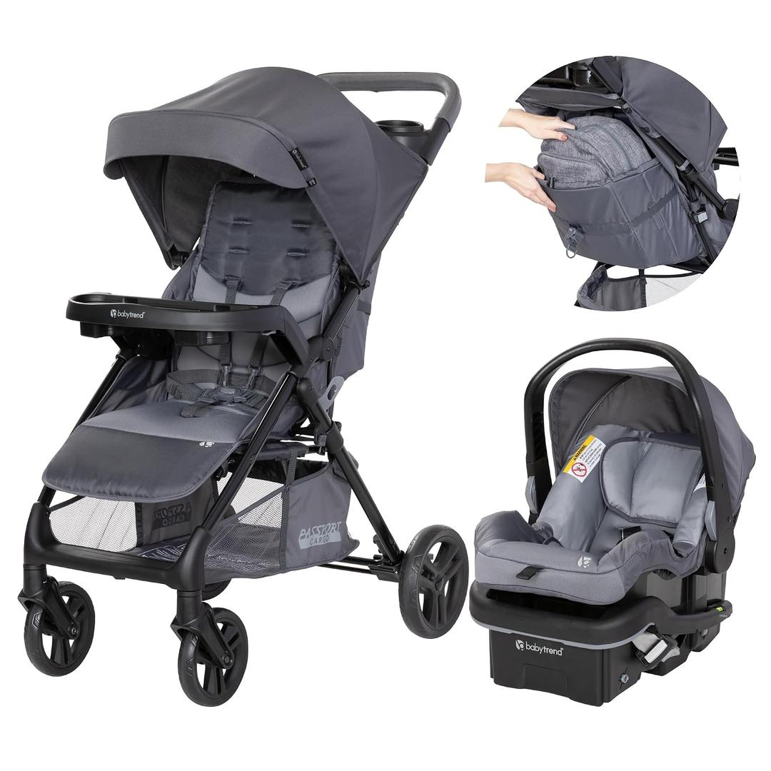 Baby Trend Passport Cargo Stroller Travel System with EZ-Lift Plus Infant Car Seat, Grey Bamboo