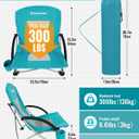 KingCamp Low Beach Chair, High Back Folding Camping Chair for Adults, Oversized Breathable Mesh Seat, 300lbs Heavy Duty Portable Chair with Cup Holder & Storage Pockets for Beach, Outdoor