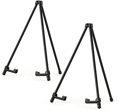 Somime 14" High Tabletop Instant Display Easel - Black Steel Small Tripod Easel Stand with Adjustable Holders for Pictures, Paintings, Posters and Store Signs(2 Pack)