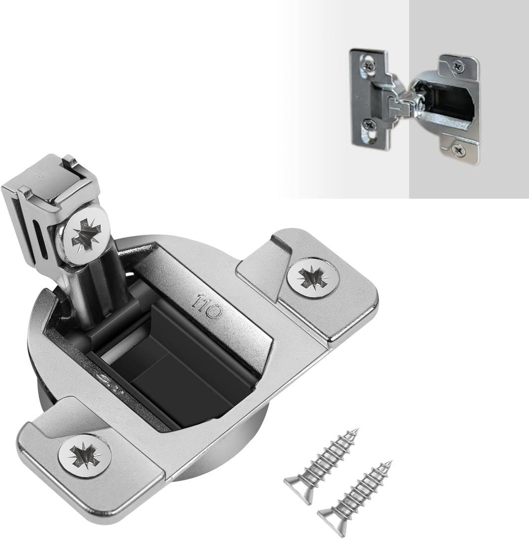 2 x 110-Degree Cabinet Door Hinges - Replacement for Blum Compact 33 Self-Closing Hinges, Adjustable Screw-On Design for Open-Side/Standard Cabinets, Soft-Close Durable Steel (Sliver, 2 Pack)