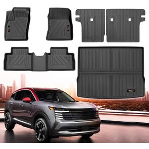 for 2025 2026 Nissan Kicks Floor Mats Trunk Cargo Mat Liner and Backrest Mat Set All Weather TPE Accessories (for 2025 2026 Nissan Kicks Full Set)