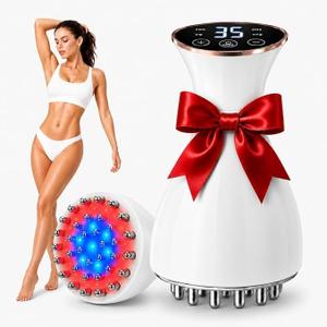Lymphatic Drainage Massager & Body Sculpting Machine for Puffy Areas | 35-Level Cellulite & Stretch Marks, with Microcurrent, Red/Blue Light, Heat & Vibration for Full Body, White