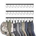 Mkono Hat Rack for Wall Hat Storage Organizer for 40 Baseball Caps, Modern Metal Closet Hat Hooks, Wall Mount Ball Caps Holder Organizer for Bedroom Entryroom Closet Organization, Set of 4, Black