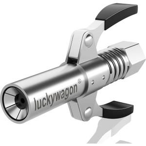 Grease Gun Coupler Upgraded Grease Gun Tips with Non-Slip Double Handle, High Pressure Quick Release Grease Coupler, 6-Jaw Lock-on Zerk Grease Fittings Compatible with All Grease Guns