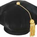 CLERKMANS Doctoral PhD Graduation Velvet Tam with Gold Bullion Tassel, 8 Sided
