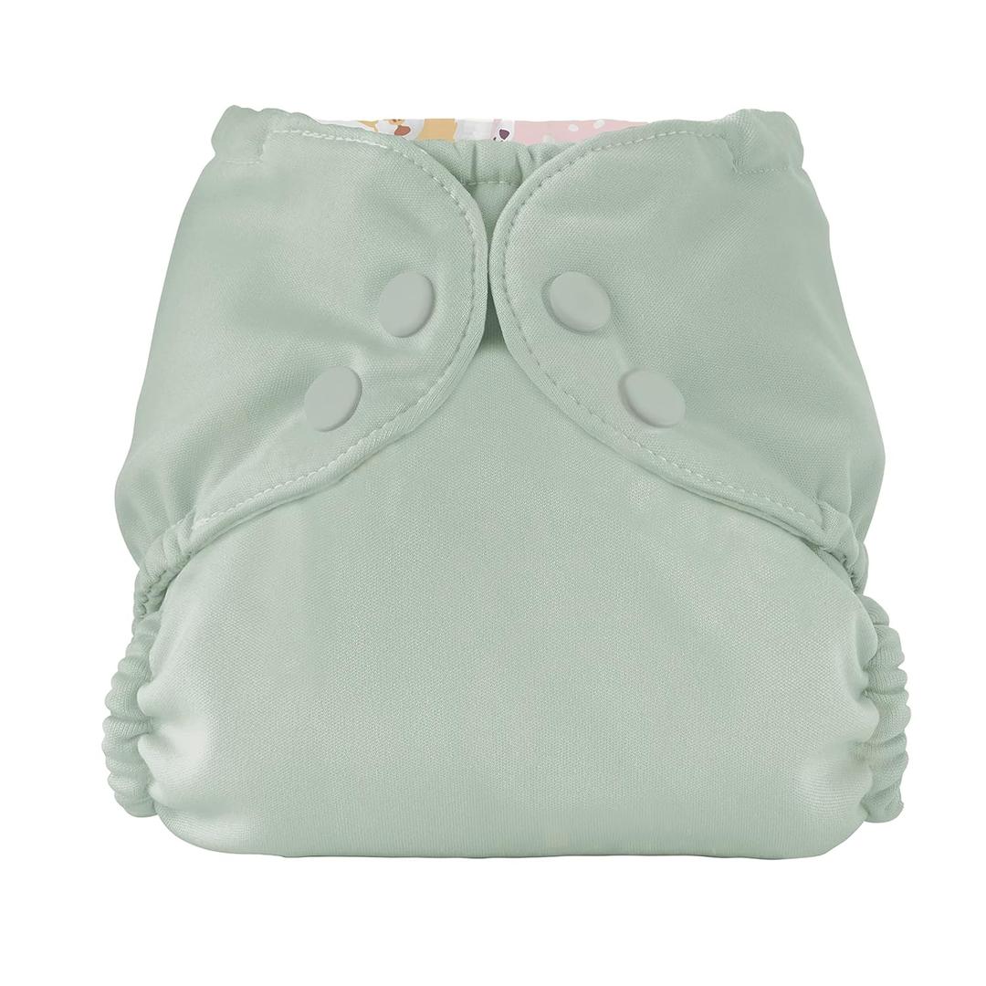 Esembly Cloth Diaper Cover - Reusable Swim Diaper, Waterproof, Breathable - Adjustable Outer Layer Over Absorbent Inner for Blowout Protection - Sea Glass, Size 2 (18-35lbs)