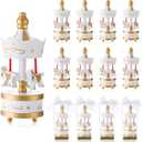 Flutesan 12 Sets Wooden Carousel Christmas Party Favors Baby Shower Favors Game Prizes Carousel Baptism Gifts for Guests with Independent Packaging Box and Bowknot for Birthday Carnival