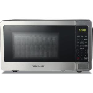 Farberware 0.7 Cu. Ft. Stainless Steel Microwave Oven, 700-Watt with LED Display, 10 Power Levels, 8 Auto-Cook Presets, Express Cooking, Weight & Time Defrost