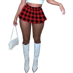 Mini Pleated Skirts for Women Sexy Cute Girl Y2k Short Cargo Skirt Women's Club Tennis Skort Skater A line with Slit (Medium)