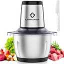 LINKChef Food Processor Small, 6 Cup Food Chopper with Container, 1.5L 250W Electric Meat Grinder for Home Use, Stainless Steel Mini Food Processor for Kitchen, Vegetable, Onion, Garlic, Salad (Silver and black)