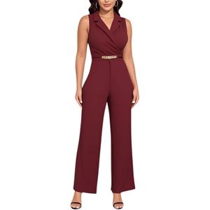 DeftSharp 2025 Women's Sexy Cocktail Party Clubwear Casual Working Rompers Long Dressy Jumpsuit (Medium)