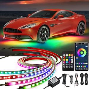 Yielinth Underglow Kit, RGB-IC Under Car Lights With Dream Color Dancing Chasing, 213 Scene Modes, App and Remote Control, 5 Music Modes LED Lights for All Cars