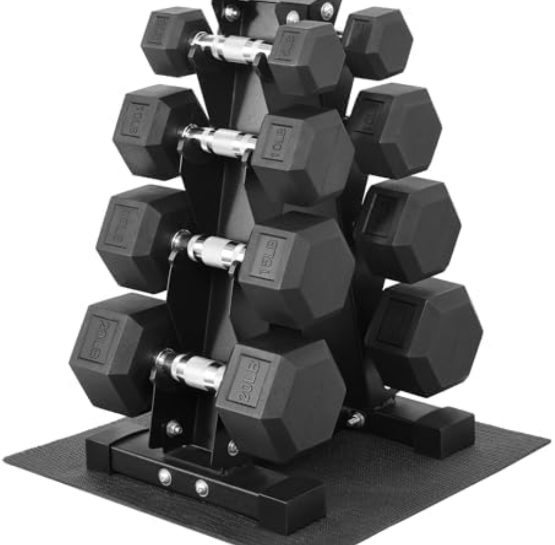 Fitvids Rubber Coated Hex Dumbbell Set Of 5Lb, 10LB, 15LB  Dumbells Hand Weight Set with Anti-Slip Grip for Home Gym