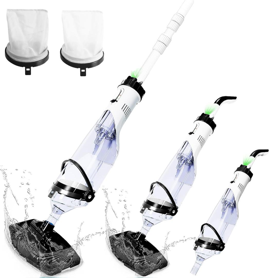 2025Upgraded Cordless Pool Vacuum for Above Ground,LED Display&11.5" Wider Head,Handheld Pool Spa Vacuum Cleaner for Inground Pools Hot Tub,Rechargeable,up to 19.5 GPM for Leaves,Debris,Shallow Steps (BLACK)
