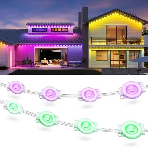 Fussion  Permanent Outdoor Lights for House, 2025 Smart RGB LED Outside Lights with APP Remote Control, IP67 Waterproof Eternity Eaves Lighting for Christmas, Halloween, Holiday, Party, Daily