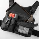Fitdom Tactical Inspired Lightweight Running Chest Pack For Men With Built-In Phone Holder. A Sports Utility Rig Vest Made For Workouts And Outdoor