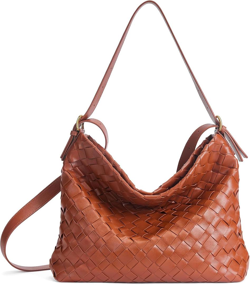 YONGLEE ARTEE Large Capacity Woven Handbag Shoulder Crossbody Bag with Zipper Adjustable Lightweight for Women