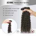 ASHINE Human Hair Bundles Deep Curly Water Wave, Unprocessed Cambodian Raw Hair 20 22 24 Inch, Flip Over Quick Weave Wet and Wave Bundles for Women Natural Black