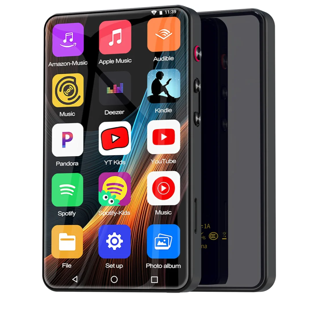 144GB MP3 Player with Bluetooth and WiFi, 4" Full Color Touch Screen MP4 Music Player with Parental Control, Spotify,Pandora,YouTube, Android Mainstrem Media MP4 Music Player for Kids up to 1TB,Black