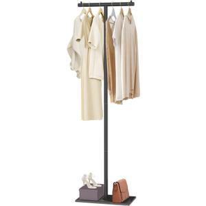 Freestanding Coat Racks with Marble Base Heavy Duty Clothes Rack Stand for Entryway, Bedroom, Living Room, Boutiques-15.7''L, BLACK