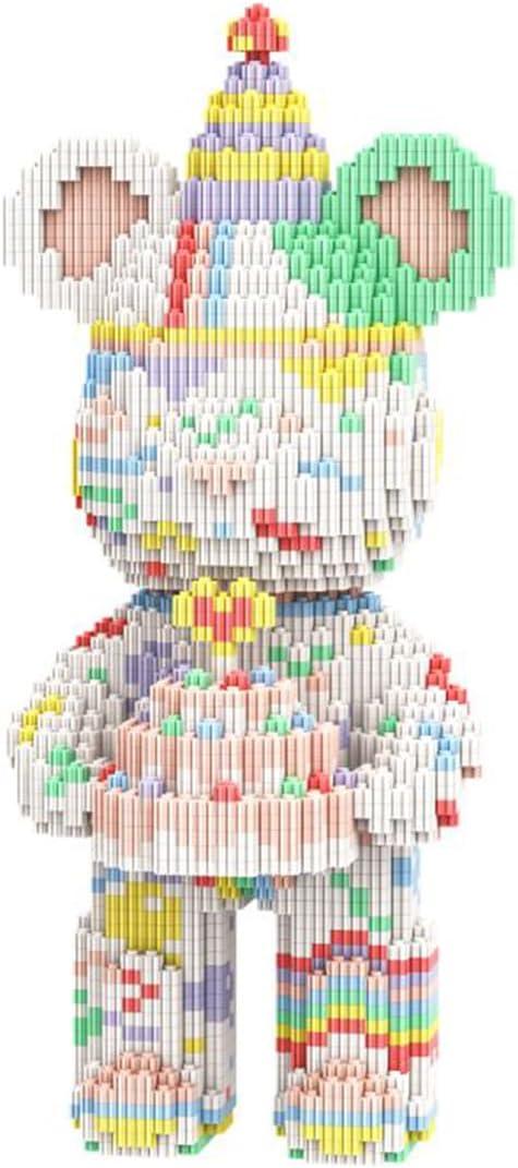 PIANTION Animal Birthday Cake Bear Micro Building Blocks Set(3000PCS XQ038) 12.6in High Series,Gifts Suitable for Adults